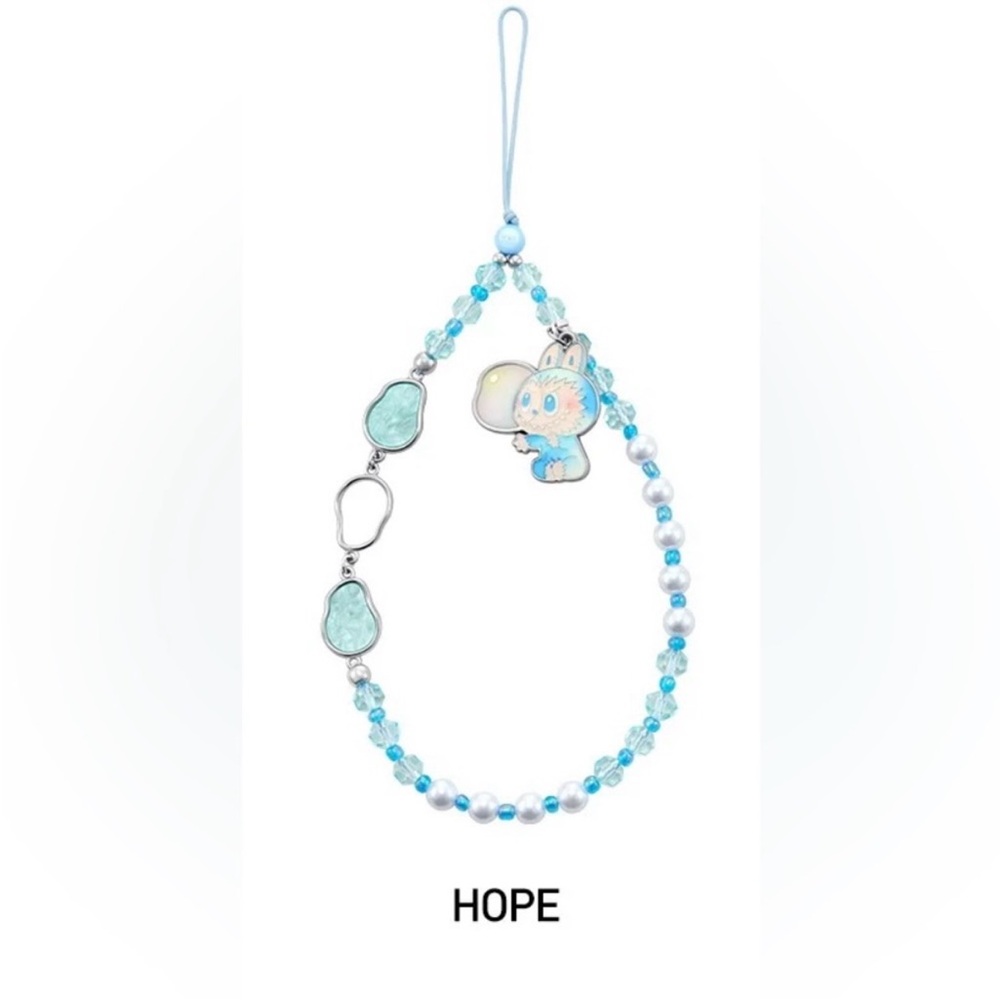 Blue Beaded Phone Charm with Pendant authentic Labubu hope new in sealed box